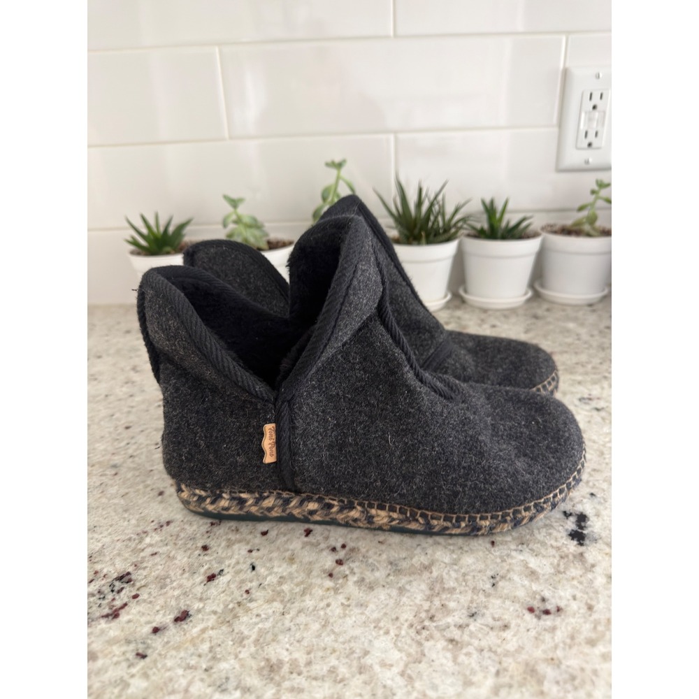 Toni Pons Charcoal Wool Slip-On Slippers EU 39 Rubber‎ Sole